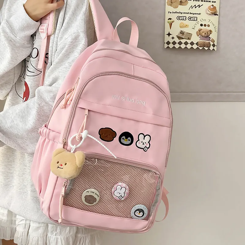 NX DOUGHNUT Nylon Fabric Backpack Unisex White/Black/Yellow/Blue/Pink-27