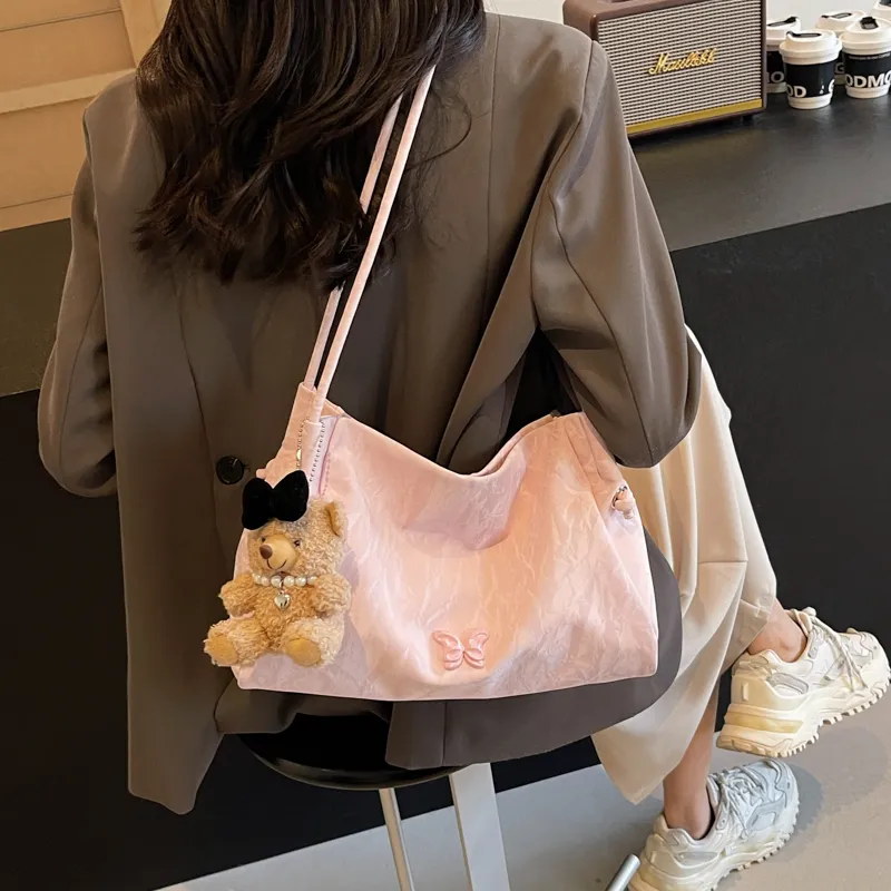 NX DOUGHNUT PU Handbag, Shoulder Bag Regular Women's Ecru, Black, Pink-25