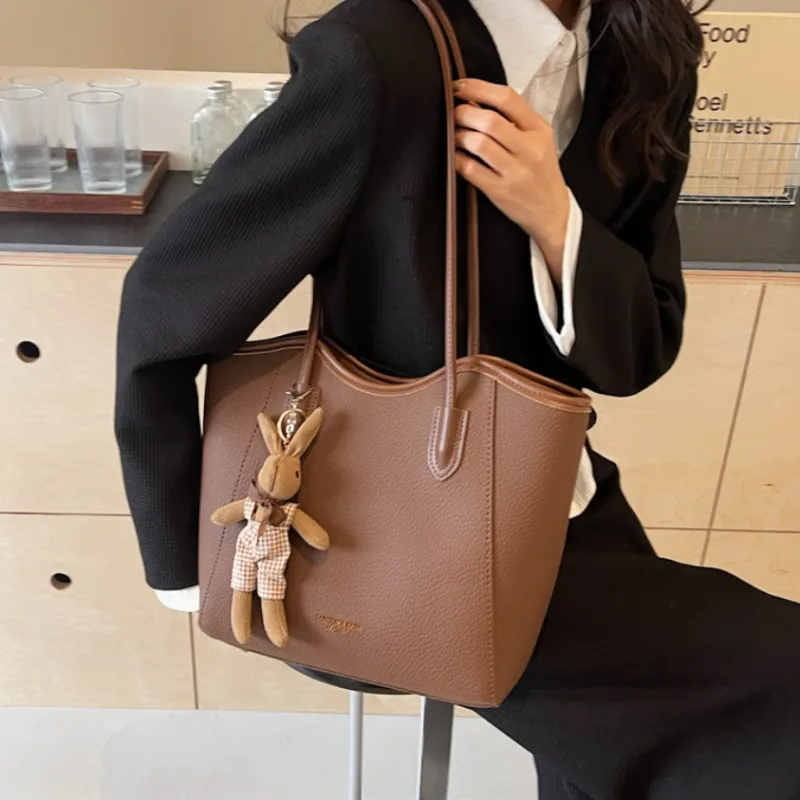 NX DOUGHNUT PU Shoulder Bag Regular Women's Ecru Black Khaki Brown-13