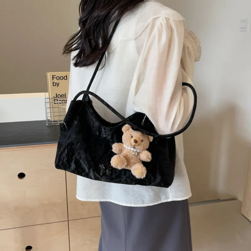 NX DOUGHNUT PU Handbag, Shoulder Bag Regular Women's Ecru, Black, Pink-5