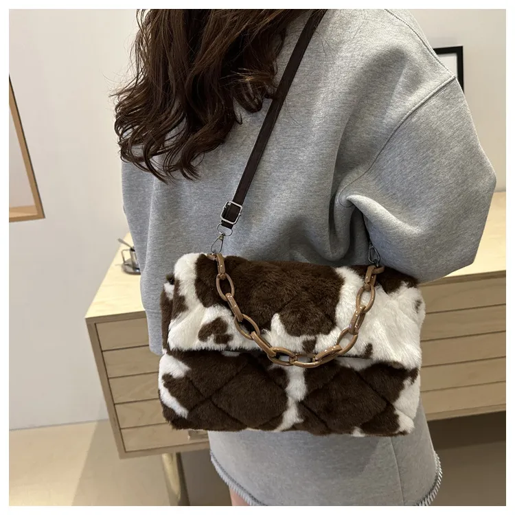 NX DOUGHNUT Plush Portable Small Square Bag Crossbody Bag Shoulder Bag Regular Unisex Multicolor-1