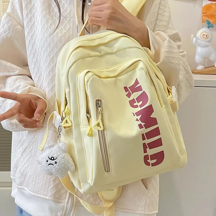 NX DOUGHNUT Nylon Fabric Backpack Regular Unisex Ecru/Orange Red/Yellow/Khaki-16
