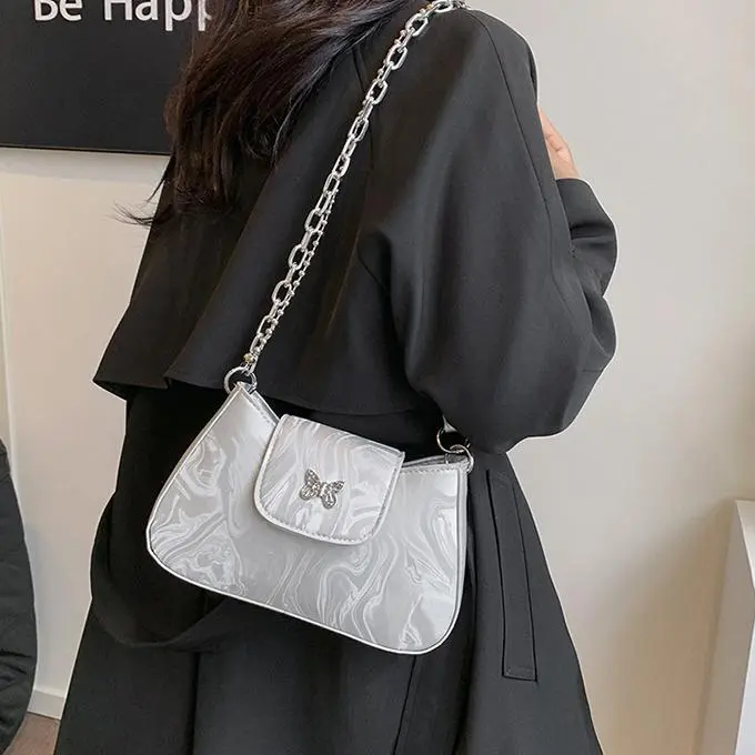 NX DOUGHNUT PU Shoulder Bag Regular Women's Black/White/Silver-9