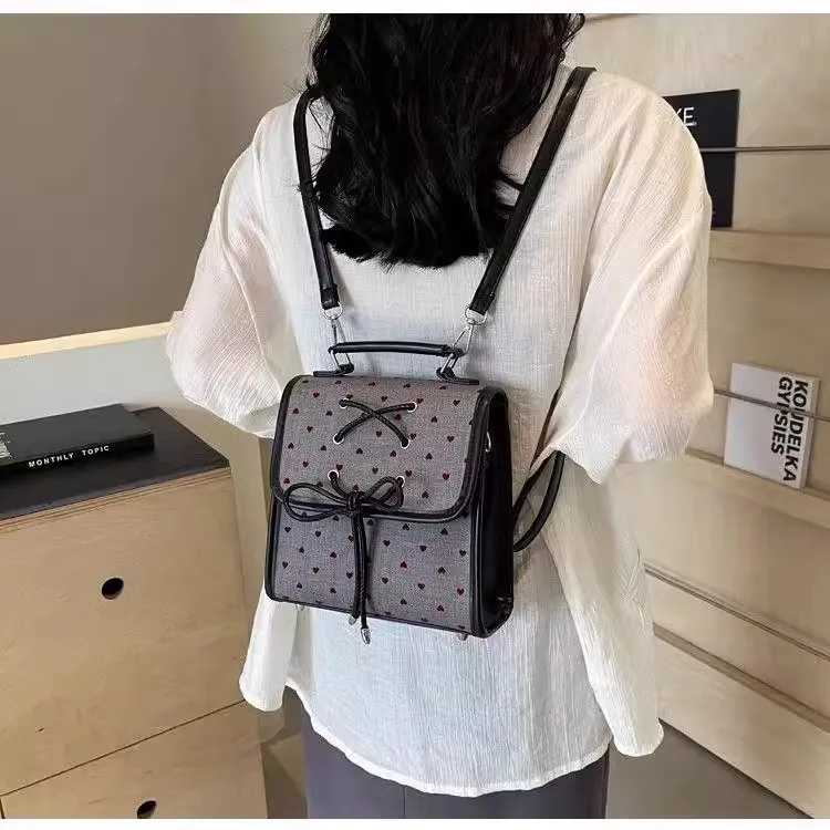 NX DOUGHNUT Fabric Backpack Women's Stars/Heart/Large Polka Dot/Polka Dot Black/Polka Dot Red-2