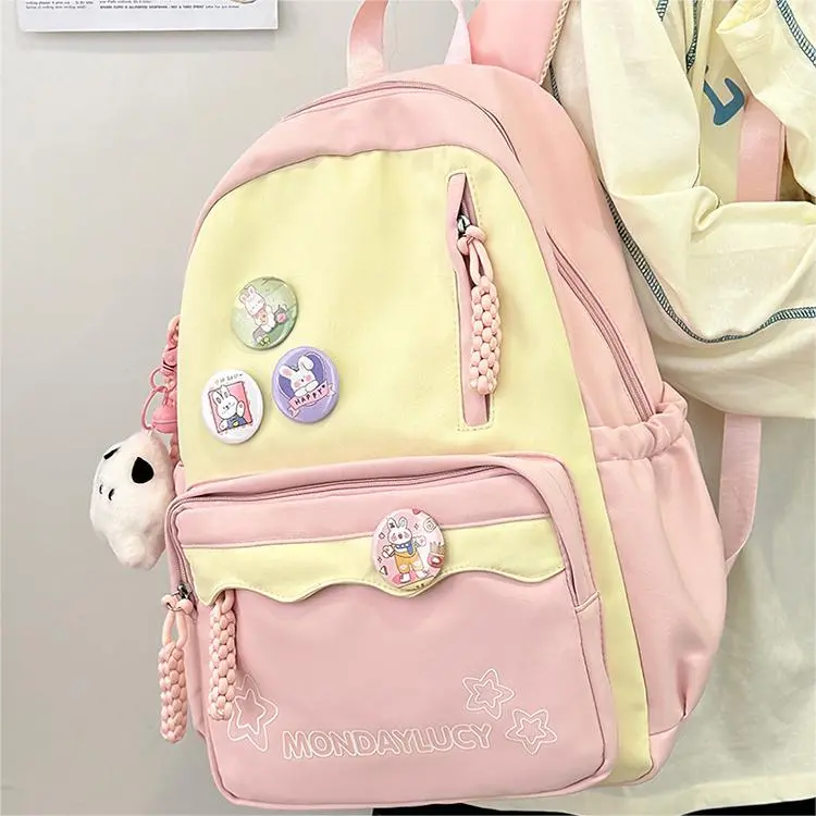 NX DOUGHNUT Nylon Backpack Unisex Pink Blue Purple Black Brown Green-2
