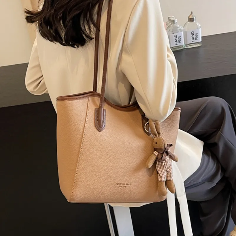 NX DOUGHNUT PU Shoulder Bag Regular Women's Ecru Black Khaki Brown-10