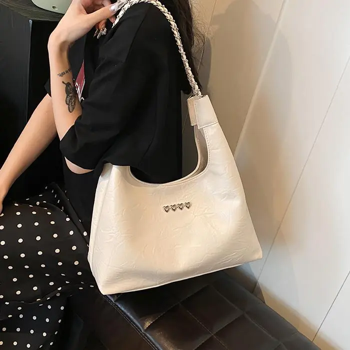 NX DOUGHNUT PU Shoulder Bag Women's White/Black/Silver-15