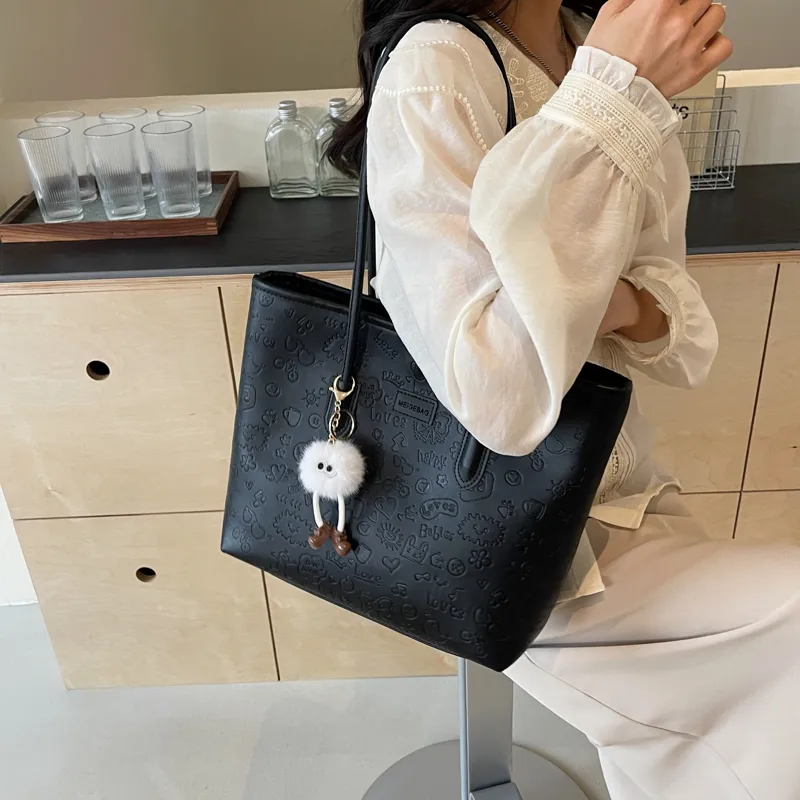 NX DOUGHNUT PU Shoulder Bag Women's Black/Khaki/Pink-62