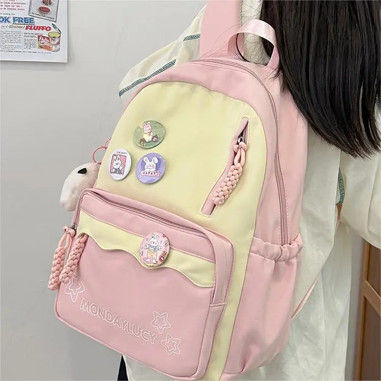 NX DOUGHNUT Nylon Backpack Unisex Pink Blue Purple Black Brown Green-3