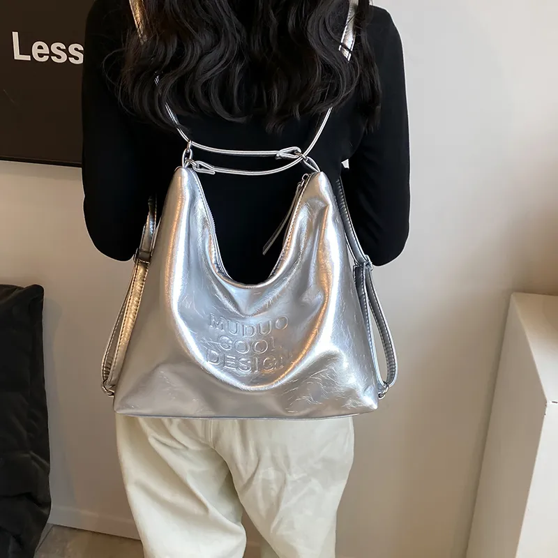 NX DOUGHNUT PU Backpack Women's White Silver Black-8