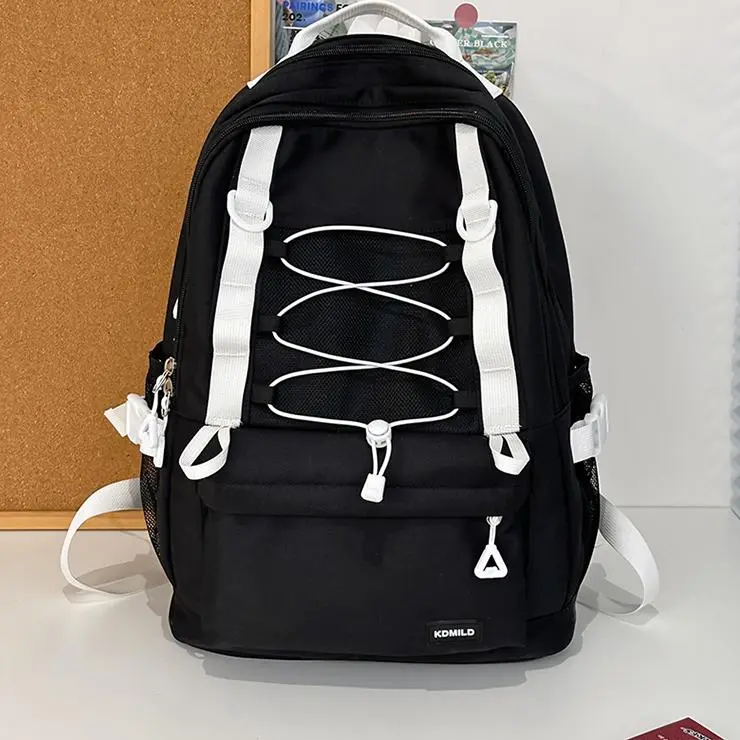 NX DOUGHNUT Nylon Fabric Backpack Women's Black/Pink/Yellow/Light Green/Light Blue-2
