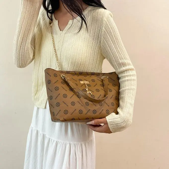 NX DOUGHNUT PU Shoulder Bag Regular Women's White/Dark Brown/Yellow Brown-25