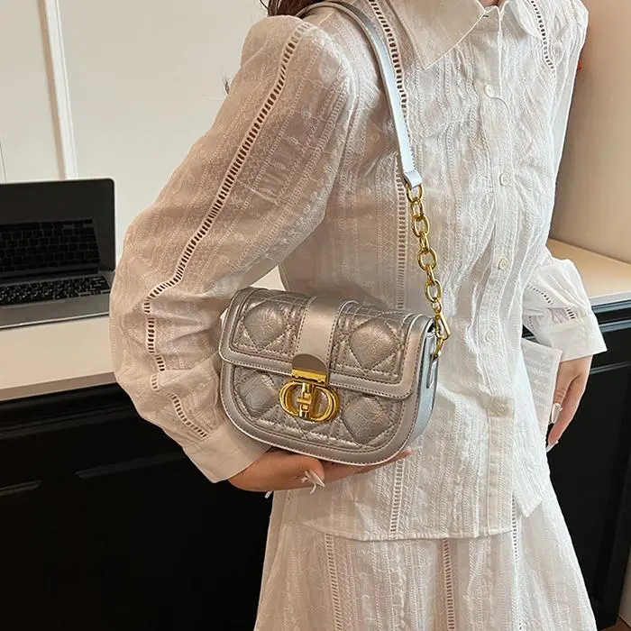 NX DOUGHNUT PU Shoulder Bag, Crossbody Bag Women's Ecru/Black/Silver-25