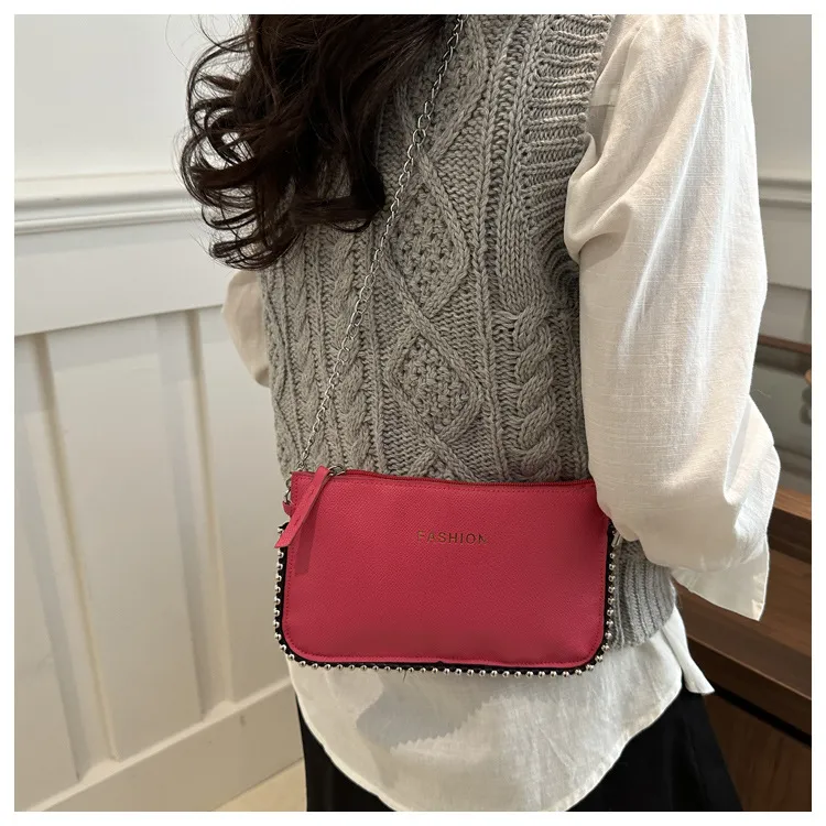 NX DOUGHNUT PU Japanese Style Minimalist Bead Chain Small Square Bag Crossbody Bag Regular Women's Multicolor-9
