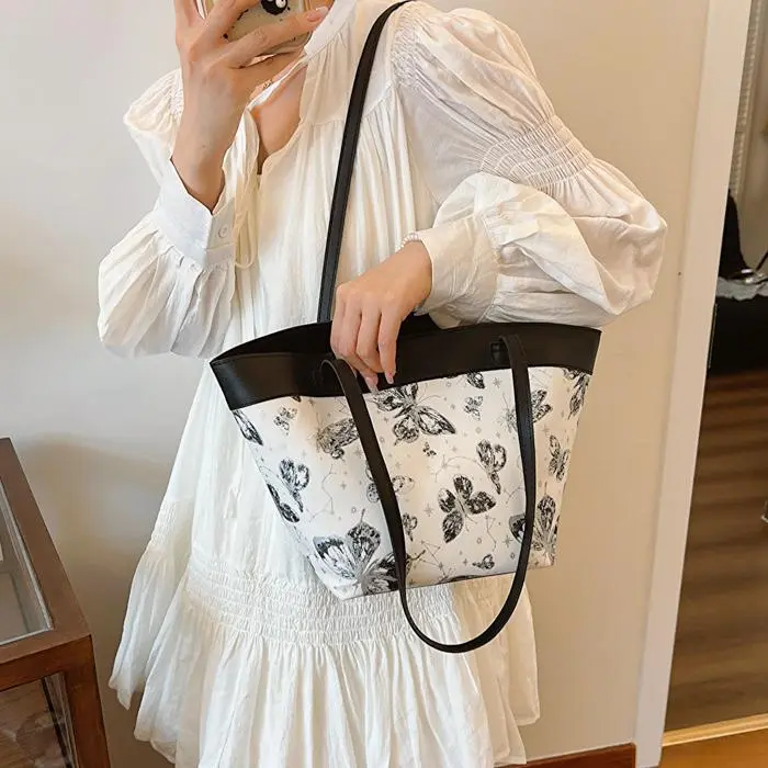NX DOUGHNUT PU Tote Bag, Shopping Bag, Handbag, Shoulder Bag Women's Khaki/Pink/Black-13