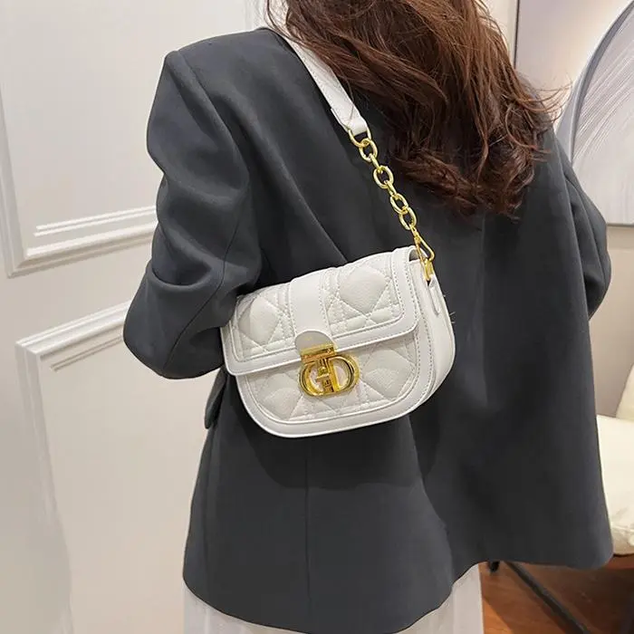 NX DOUGHNUT PU Shoulder Bag, Crossbody Bag Women's Ecru/Black/Silver-15