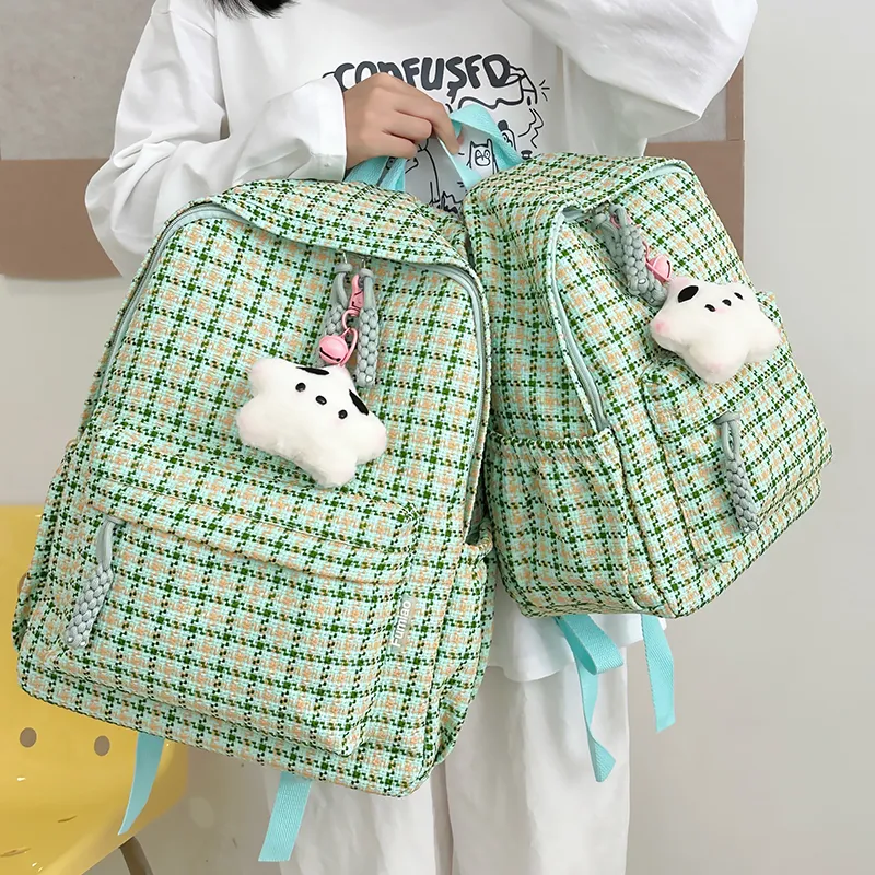 NX DOUGHNUT Nylon Fabric Backpack Women's Pink/Red/Khaki/Yellow/Green-22