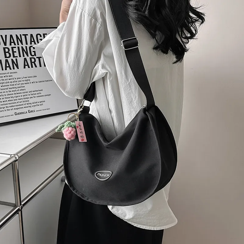 NX DOUGHNUT Canvas Bag, Crossbody Bag Women's Ecru With Charm/Black With Charm/Pink With Charm-11