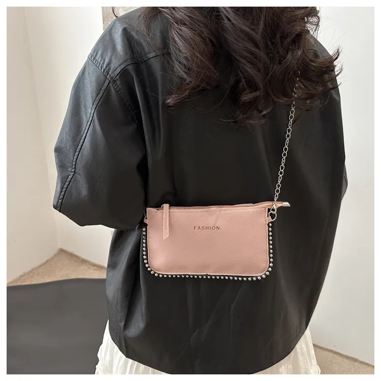 NX DOUGHNUT PU Japanese Style Minimalist Bead Chain Small Square Bag Crossbody Bag Regular Women's Multicolor-18