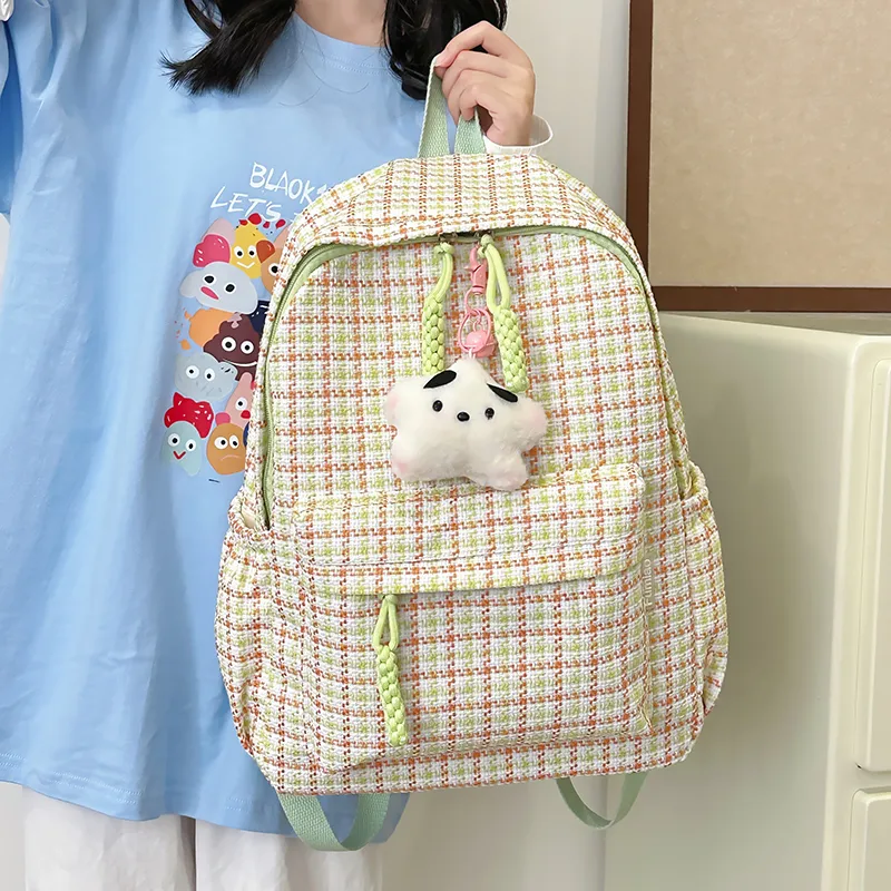 NX DOUGHNUT Nylon Fabric Backpack Women's Pink/Red/Khaki/Yellow/Green-11