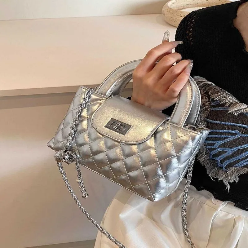 NX DOUGHNUT PU Shoulder Bag, Crossbody Bag, Handbag Women's Silver-8