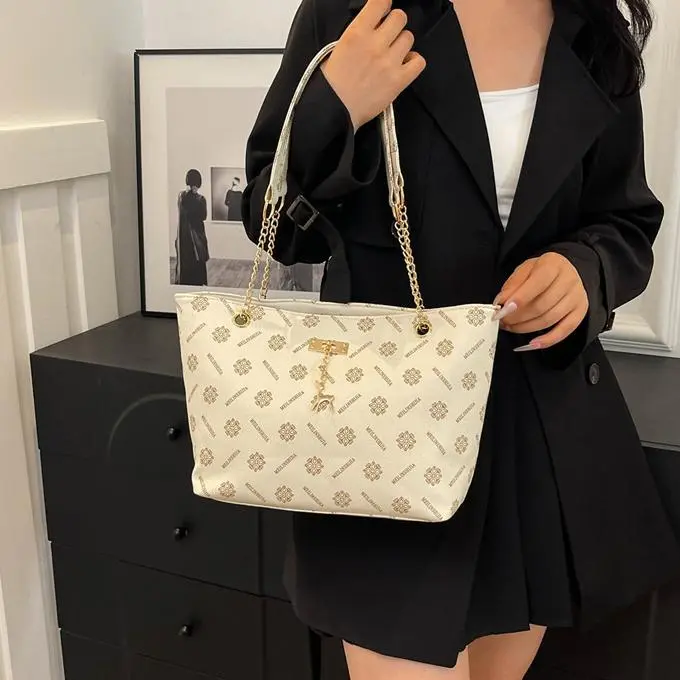 NX DOUGHNUT PU Shoulder Bag Regular Women's White/Dark Brown/Yellow Brown-2