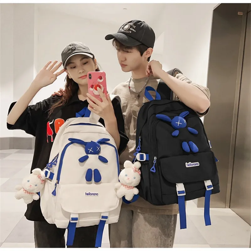NX DOUGHNUT Nylon Backpack Unisex White Pink Blue Black-1