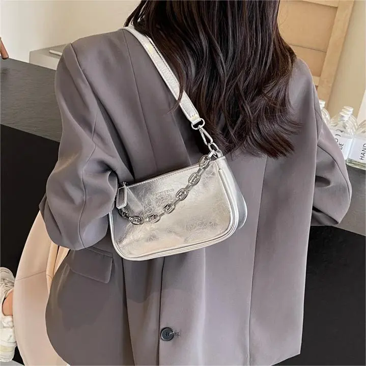 NX DOUGHNUT PU Handbag, Shoulder Bag Women's Silver, Dazzling Color, Silver, Black, Pink, Gold-24