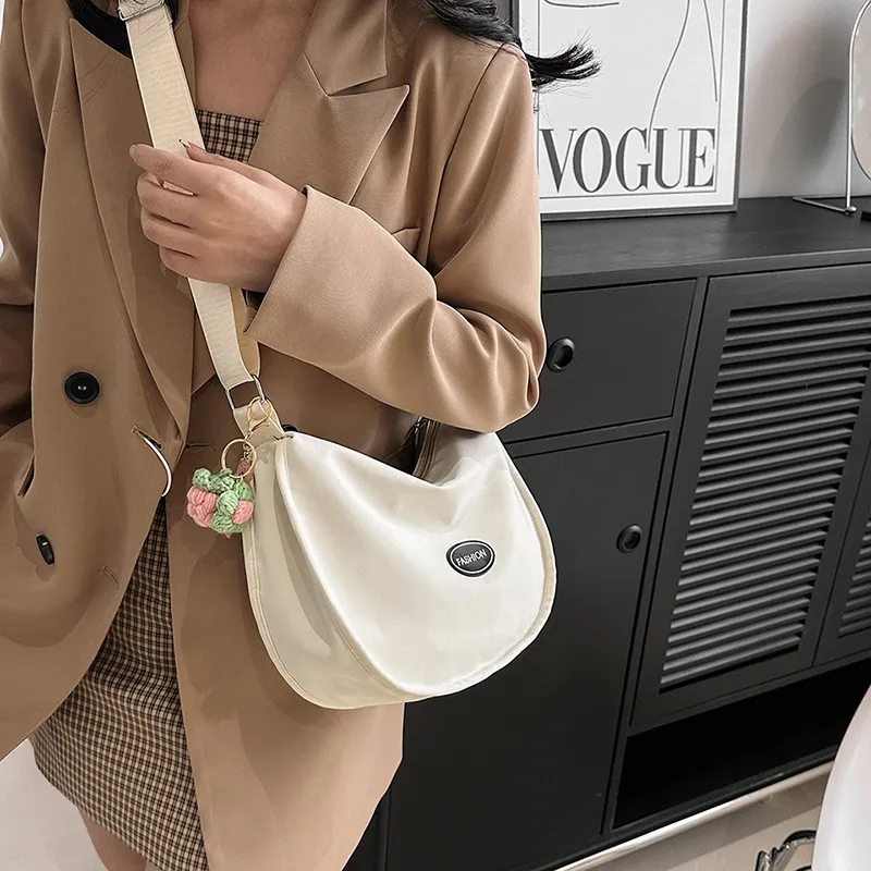 NX DOUGHNUT Canvas Bag, Crossbody Bag Women's Ecru With Charm/Black With Charm/Pink With Charm-17