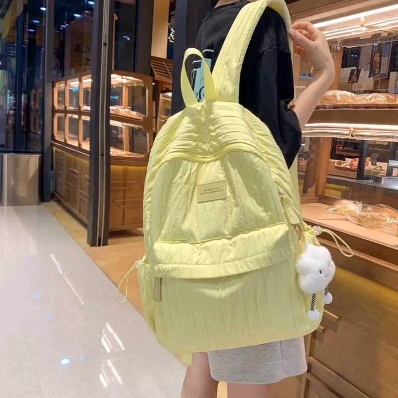 NX DOUGHNUT Nylon Backpack Women's Ecru/Yellow/Khaki/Pink-5