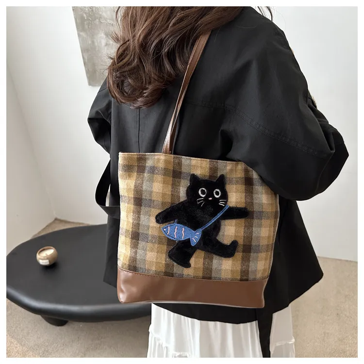 NX DOUGHNUT Woolen Tote Bag, Shopping Bag, Shoulder Bag Unisex Multicolor-6