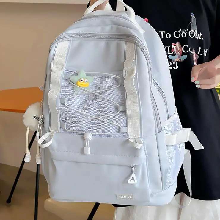 NX DOUGHNUT Nylon Fabric Backpack Women's Black/Pink/Yellow/Light Green/Light Blue-24