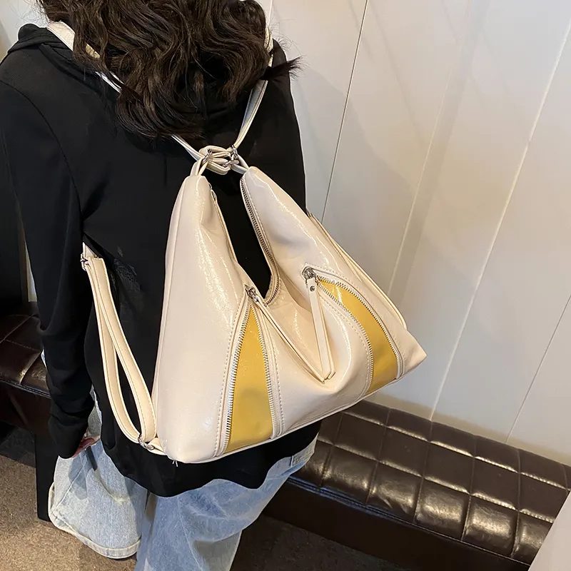 NX DOUGHNUT PU Backpack Women's White Silver Black-17
