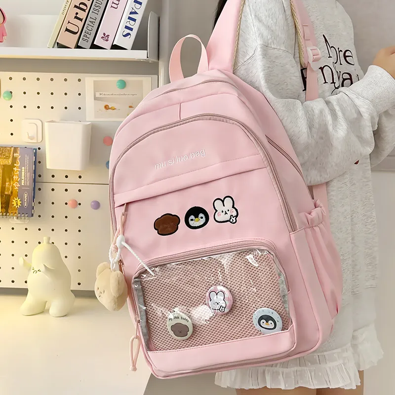 NX DOUGHNUT Nylon Fabric Backpack Unisex White/Black/Yellow/Blue/Pink-28