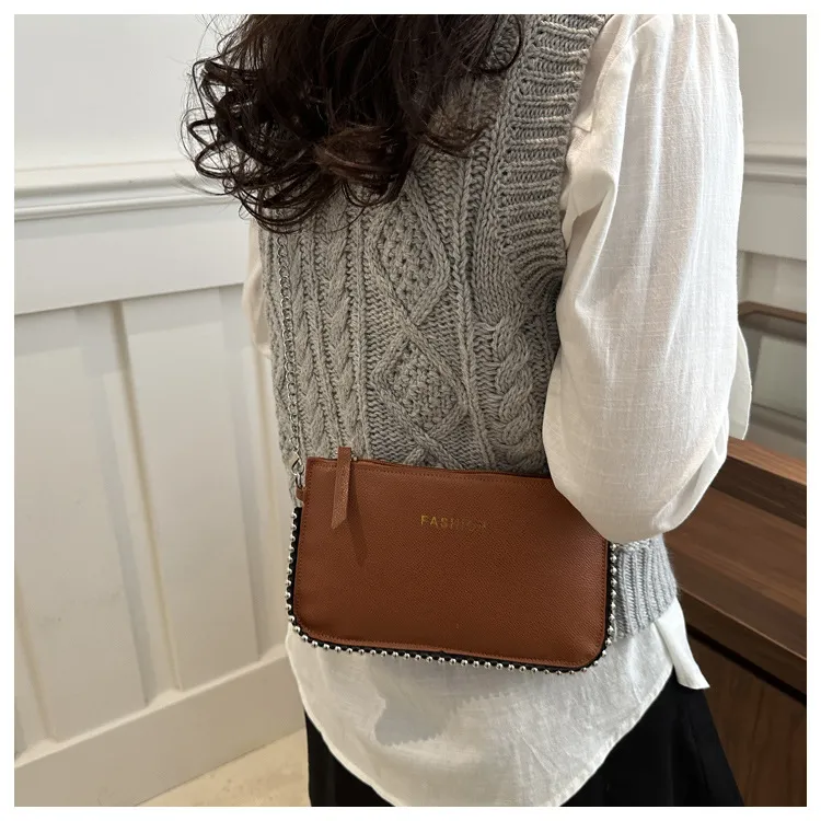 NX DOUGHNUT PU Japanese Style Minimalist Bead Chain Small Square Bag Crossbody Bag Regular Women's Multicolor-14