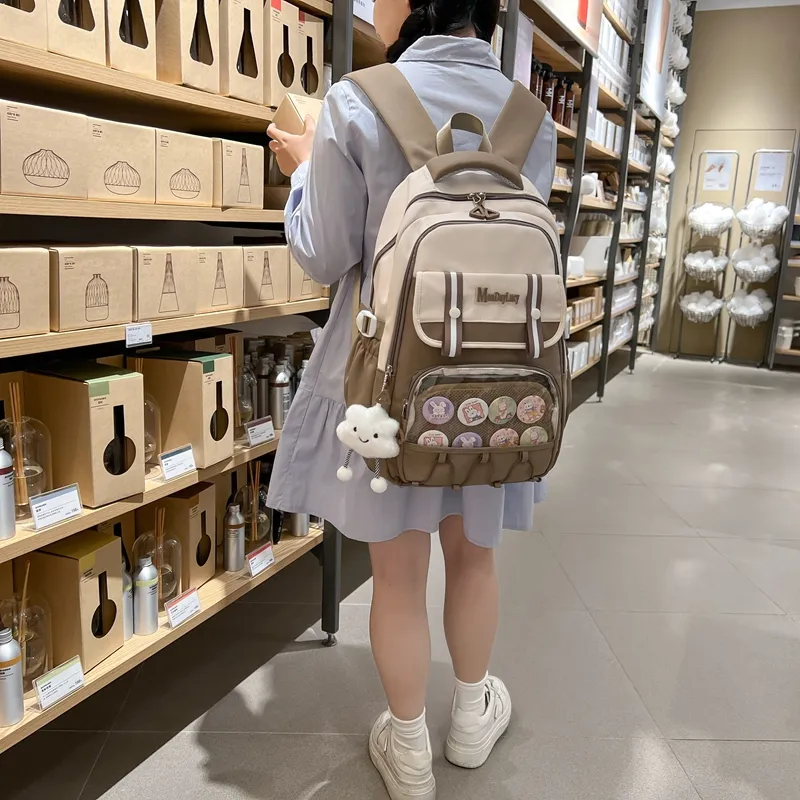 NX DOUGHNUT Nylon Backpack Women's Black/Pink/Burgundy/Blue/Khaki-16