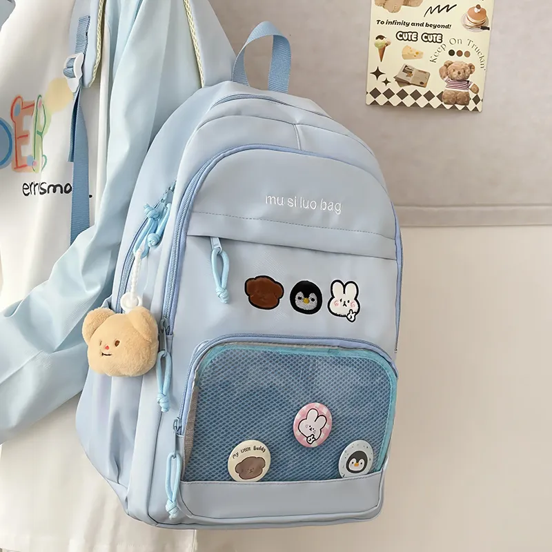 NX DOUGHNUT Nylon Fabric Backpack Unisex White/Black/Yellow/Blue/Pink-21