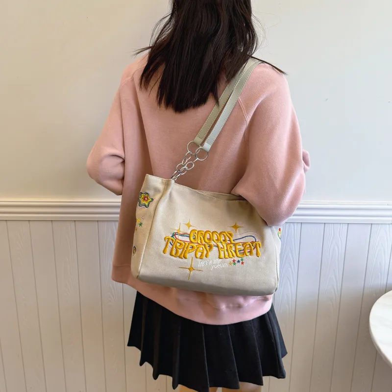 NX DOUGHNUT Fabric Shoulder Bag Regular Women's Ecru/Black/Blue-3