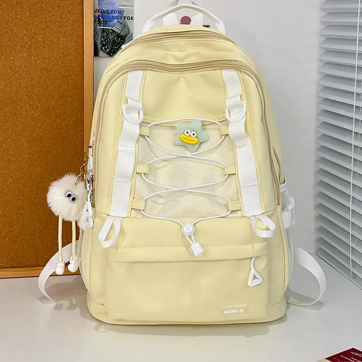 NX DOUGHNUT Nylon Fabric Backpack Women's Black/Pink/Yellow/Light Green/Light Blue-9