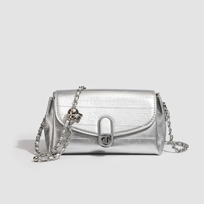 NX DOUGHNUT PU Small Square Bag, Crossbody Bag, Shoulder Bag Women's Black/Silver-1