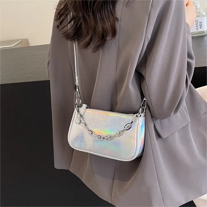 NX DOUGHNUT PU Handbag, Shoulder Bag Women's Silver, Dazzling Color, Silver, Black, Pink, Gold-6