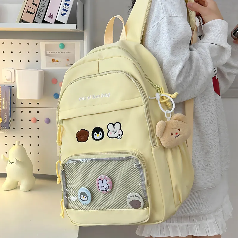 NX DOUGHNUT Nylon Fabric Backpack Unisex White/Black/Yellow/Blue/Pink-16