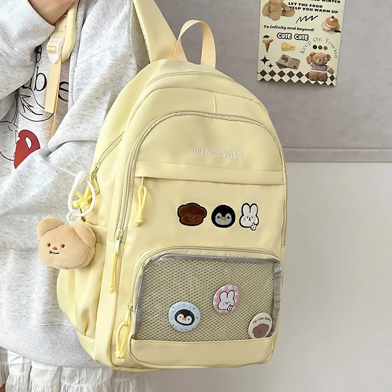 NX DOUGHNUT Nylon Fabric Backpack Unisex White/Black/Yellow/Blue/Pink-15