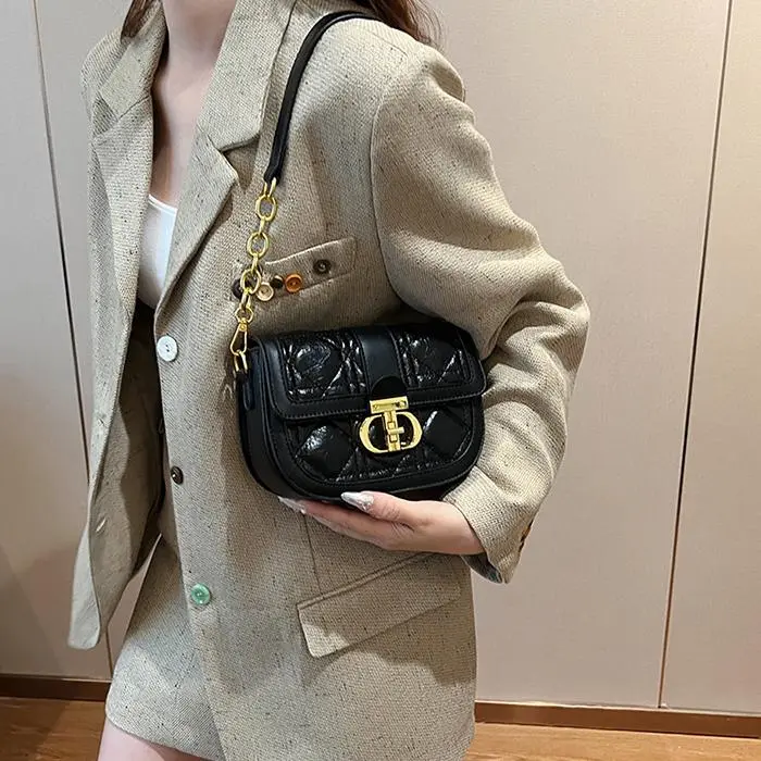 NX DOUGHNUT PU Shoulder Bag, Crossbody Bag Women's Ecru/Black/Silver-19