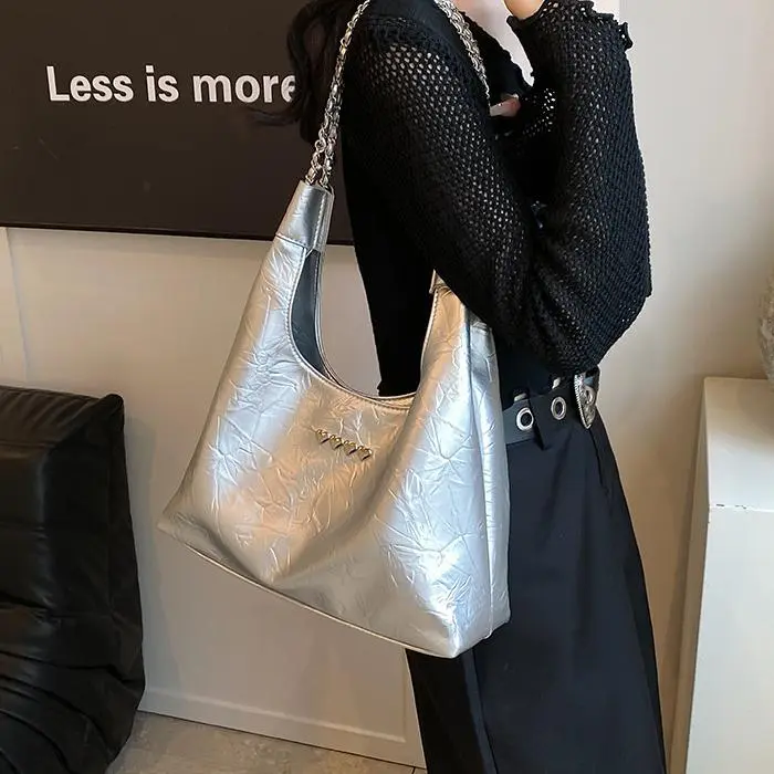 NX DOUGHNUT PU Shoulder Bag Women's White/Black/Silver-5