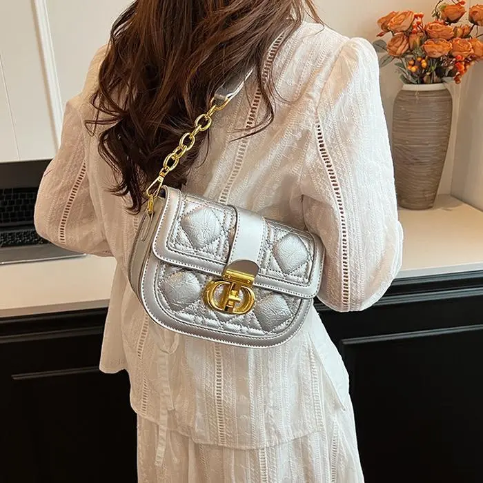 NX DOUGHNUT PU Shoulder Bag, Crossbody Bag Women's Ecru/Black/Silver-12