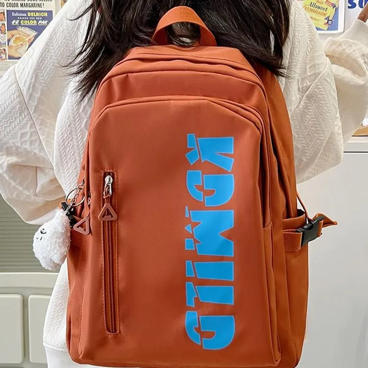 NX DOUGHNUT Nylon Fabric Backpack Regular Unisex Ecru/Orange Red/Yellow/Khaki-10