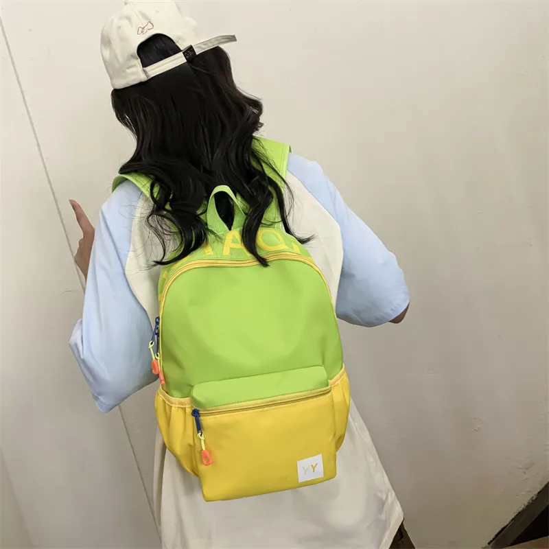 NX DOUGHNUT Nylon Fabric Backpack Unisex Pink Purple/Pink Green/Green Yellow/Blue Yellow-12