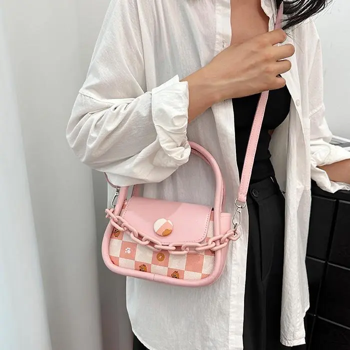 NX DOUGHNUT PU One Shoulder Handbag Women's Pink/Ecru-12