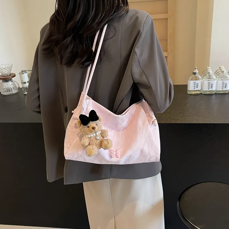 NX DOUGHNUT PU Handbag, Shoulder Bag Regular Women's Ecru, Black, Pink-27